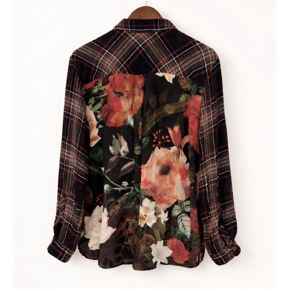 John Mark Other - John Mark Plaid Button Up Shirt XL Mixed Print Floral Back Long Sleeve